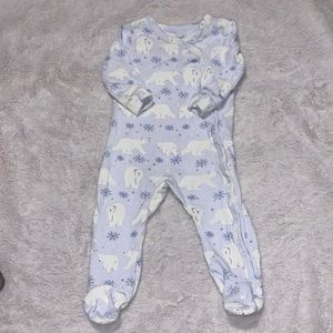 indigo purple polar bear baby footie / sleeper